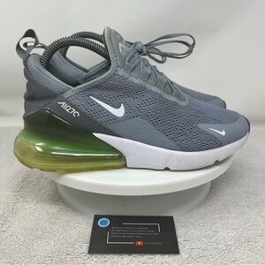 Nike Air Max 270 Women’s 7.5 Gray White Obsidian Lime Shoes Sneakers AH6789-404